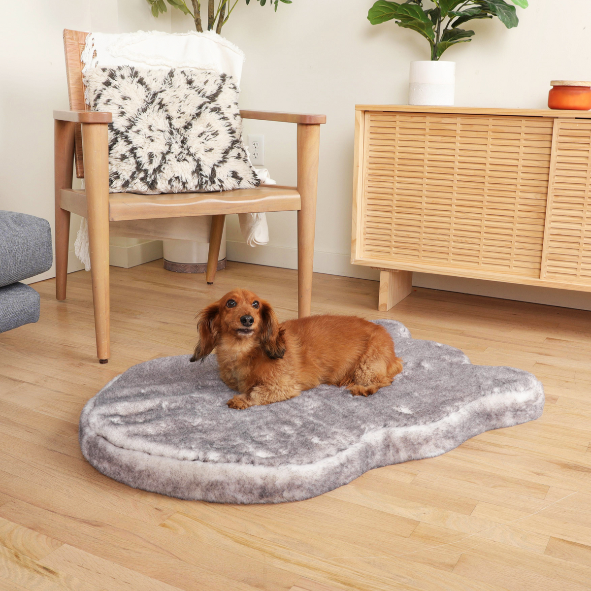 PupRug® Luxe Faux Fur Orthopedic Dog Bed - Ultra Soft Chinchilla product image