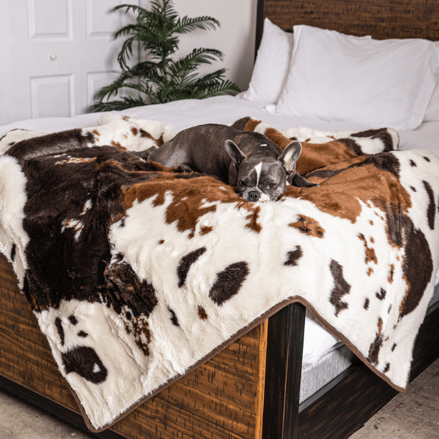 PupProtector™ Waterproof Throw Blanket - Brown Faux Cowhide image 5