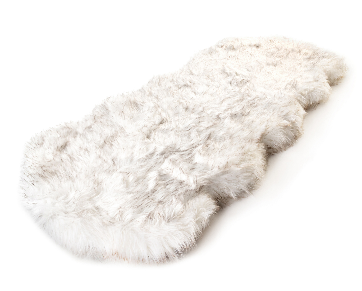 PupRug® Runner Faux Fur Memory Foam Dog Bed Cover - Curve White with Brown Accents (Bed Not Included) image 2