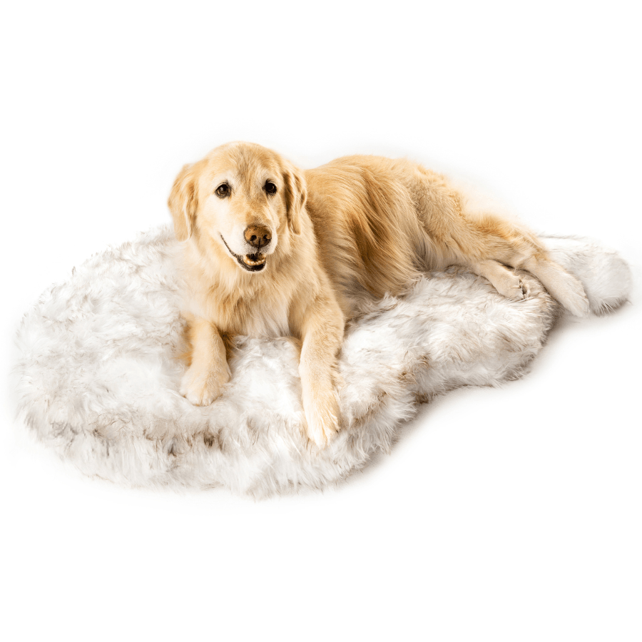 PupRug by Paw.com® Faux Fur Orthopedic Dog Bed - Curve White with Brown Accents image 5