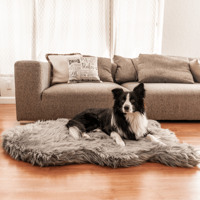 PupRug by Paw.com® Faux Fur Orthopedic Dog Bed - Curve Charcoal Grey product image