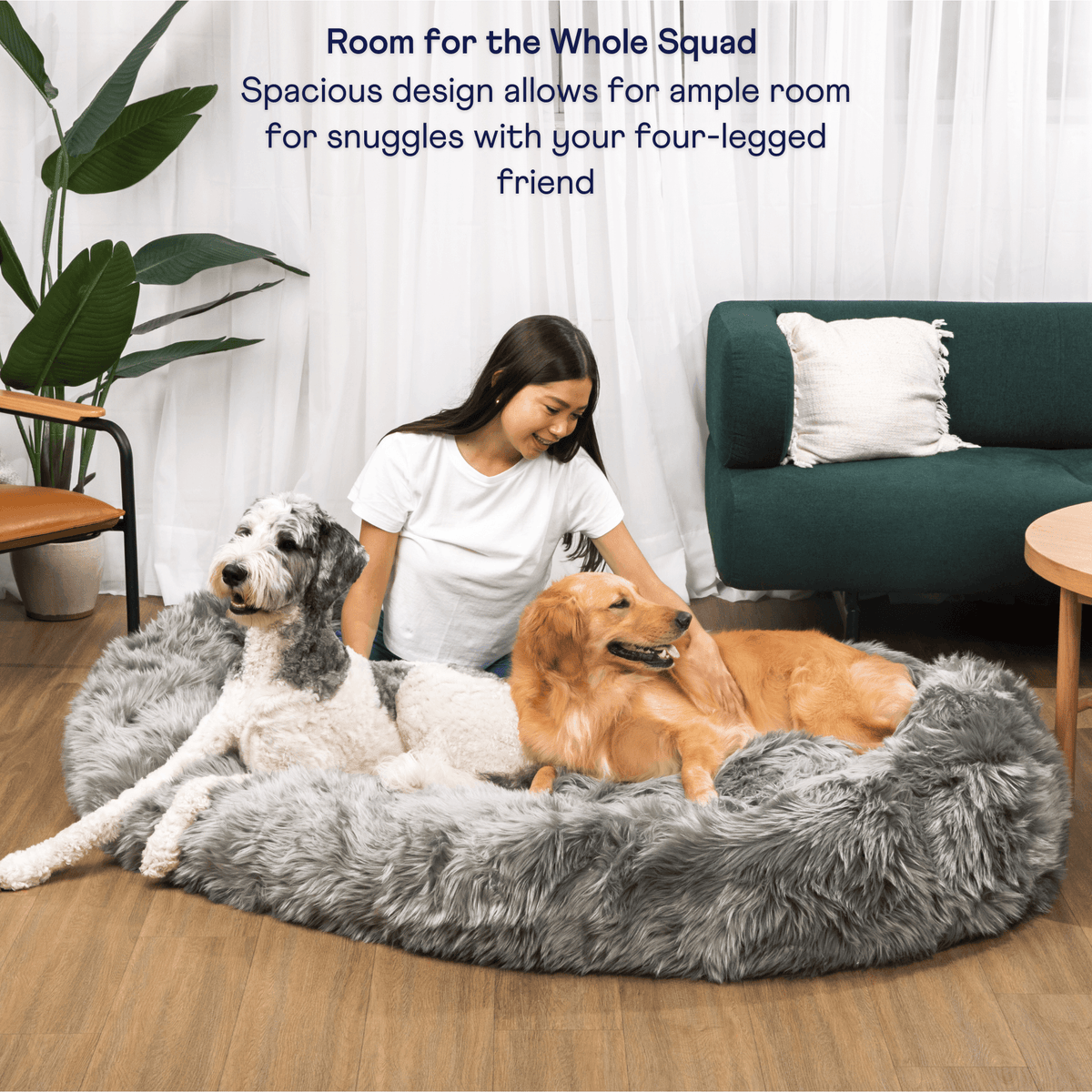 PupCloud™ Human-Size Faux Fur Memory Foam Dog Bed - Charcoal Grey image 4