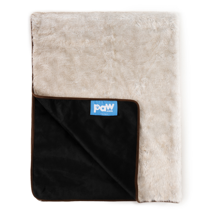 PupProtector™ Summer Short Fur Waterproof Throw Blanket - White with Brown Accents image 4