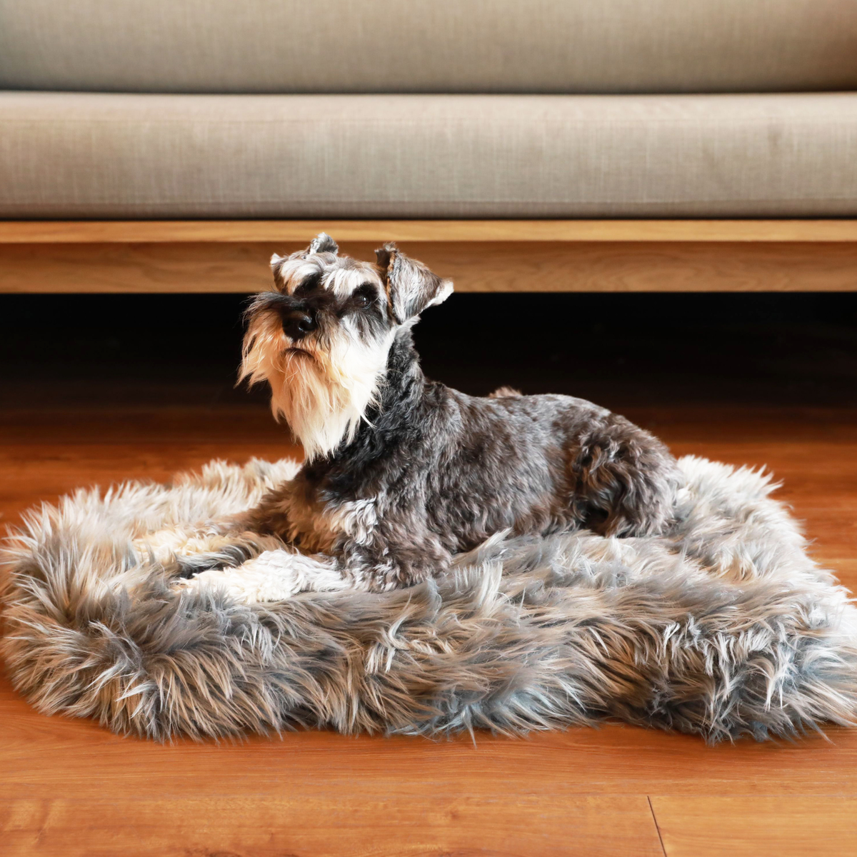 PupRug by Paw.com® Faux Fur Orthopedic Dog Bed - Curve Charcoal Grey image 2