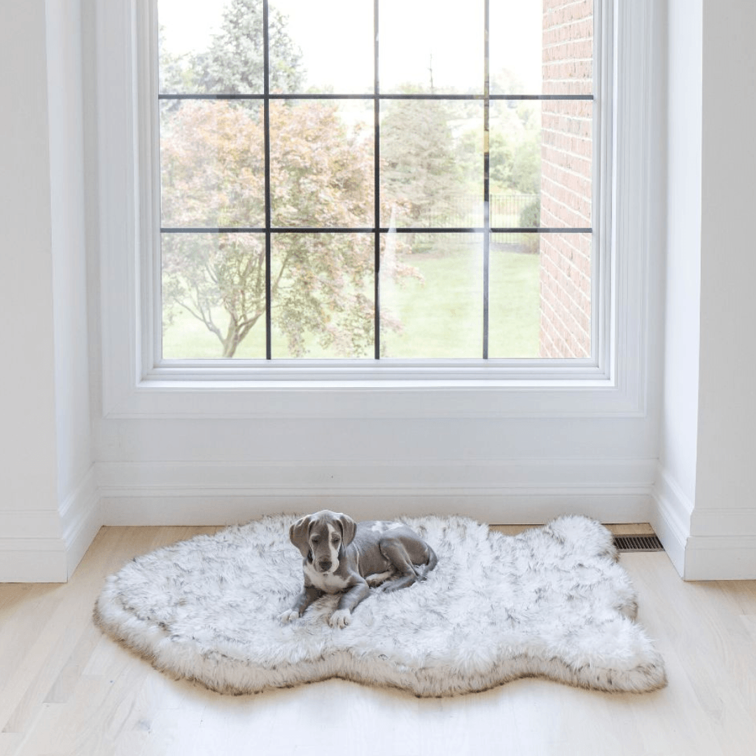 PupRug by Paw.com® Faux Fur Orthopedic Dog Bed - Curve White with Brown Accents image 4