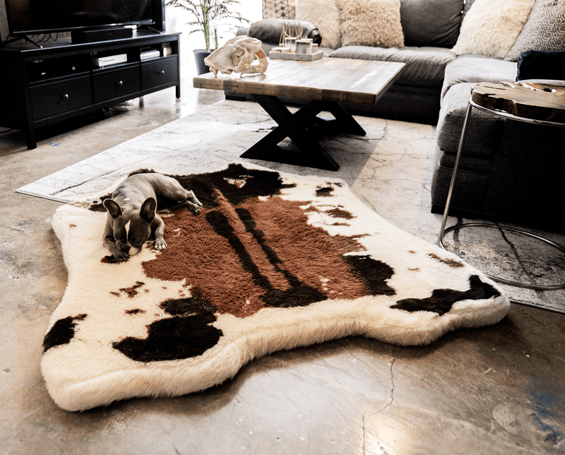 PupRug® Animal Print Memory Foam Dog Bed - Brown Faux Cowhide product image