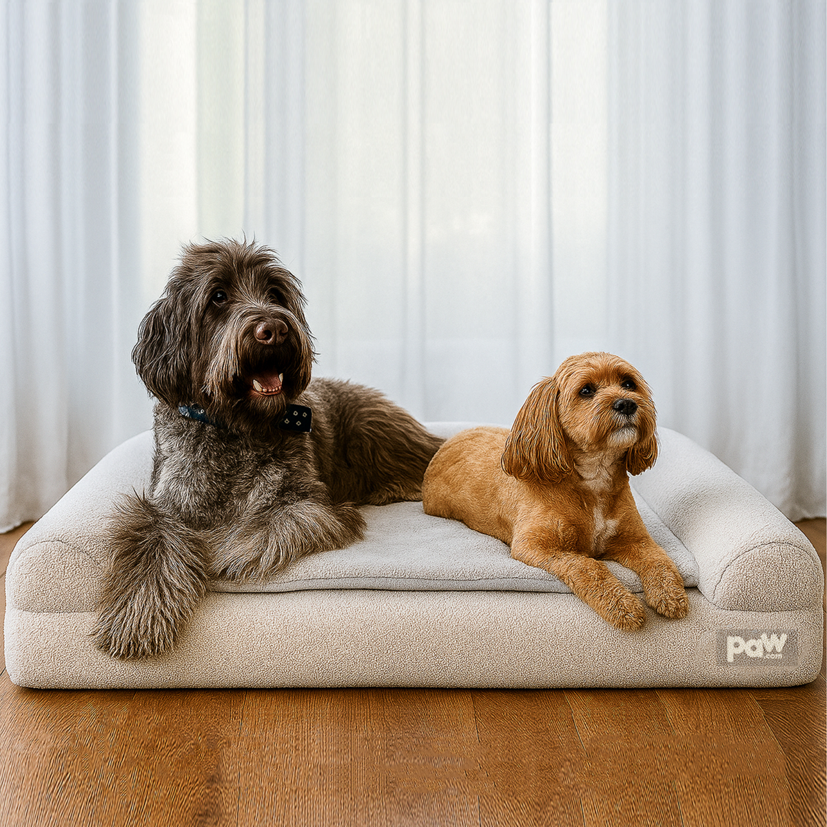 PupLuxe™ 3-Bolster Dog Bed - Grey Bouclé product image