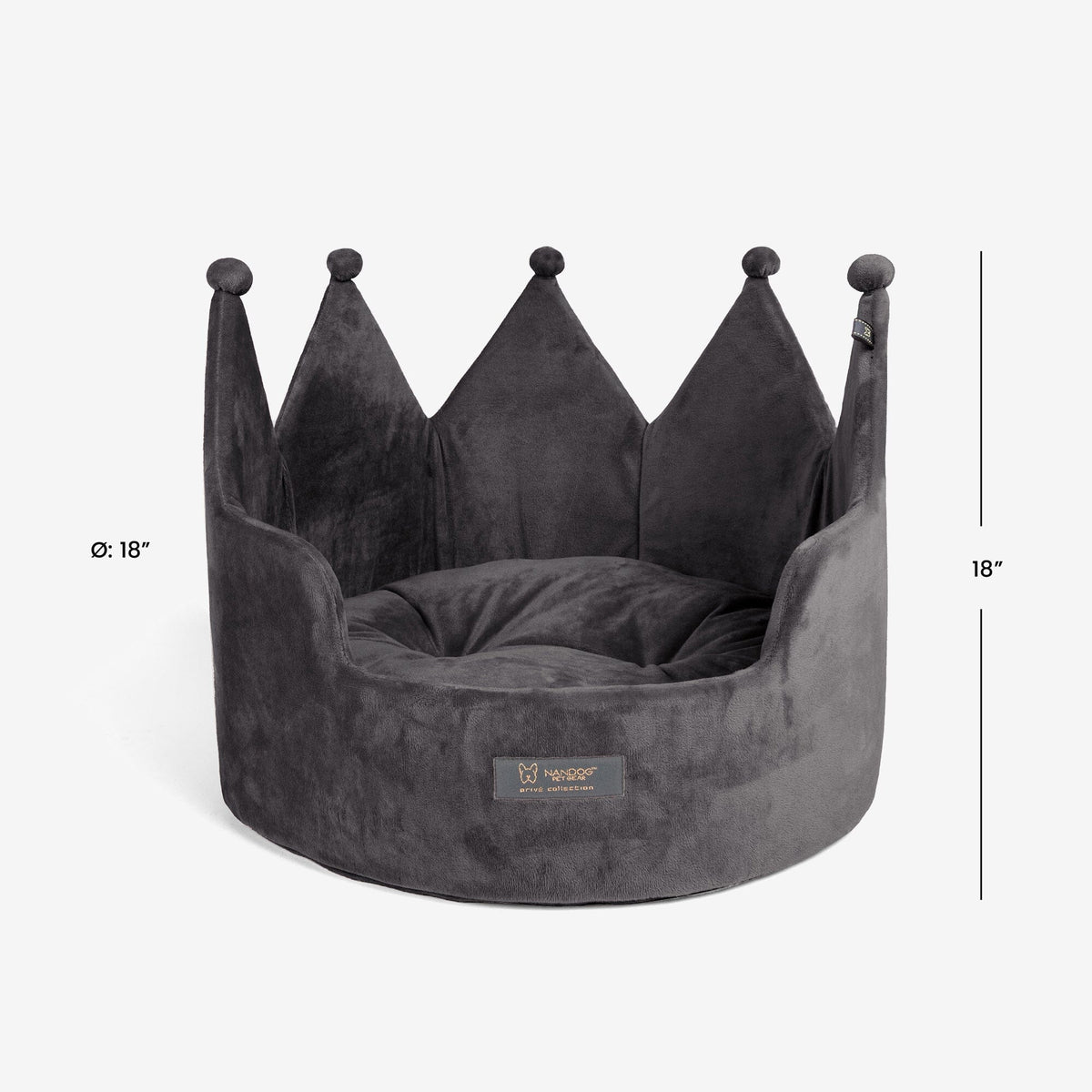 Crown Dog & Cat Fun Bed Cloud Prive Collection - Royal Dark Gray image 4