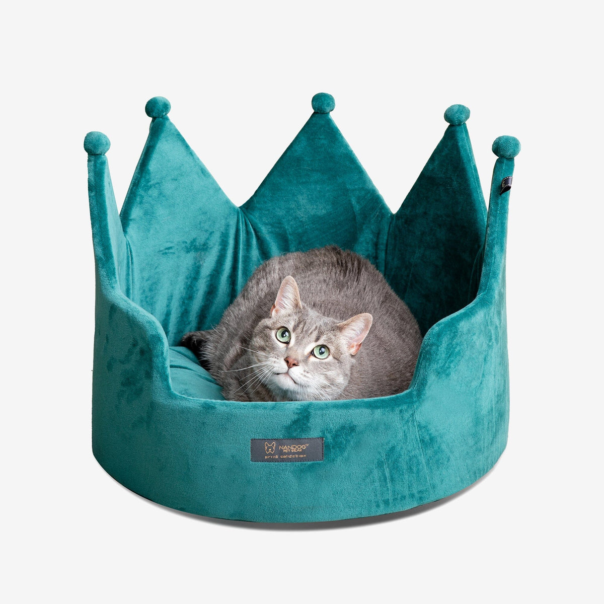 Crown Dog & Cat Fun Bed Cloud Prive Collection - Royal Green image 2