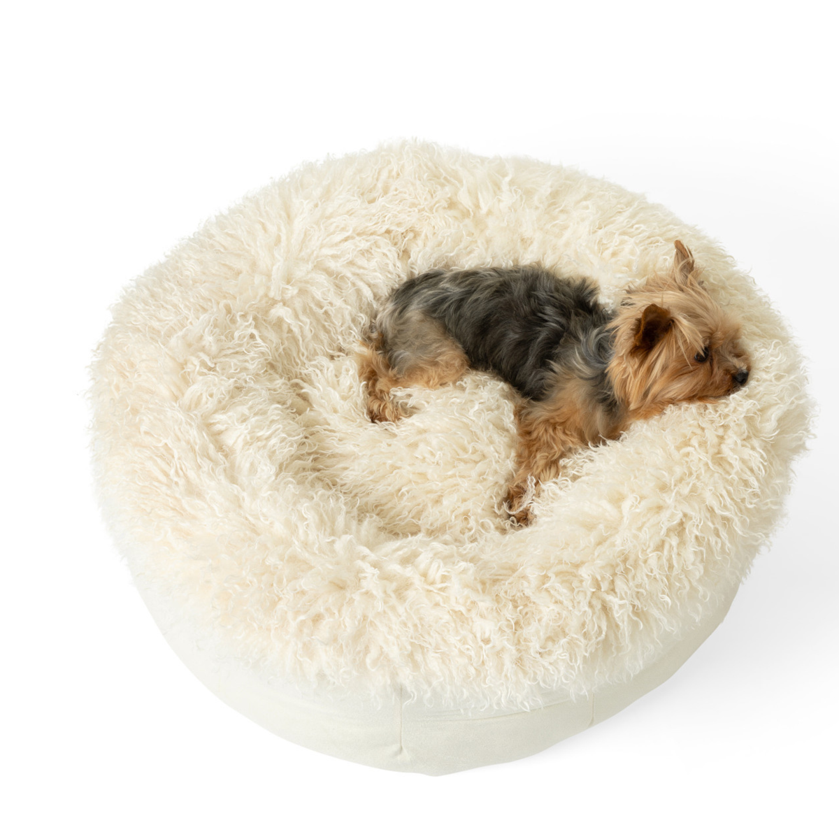 PupPouf™ Luxe Faux Fur Donut Dog Bed - Plush Sheep Ivory image 4