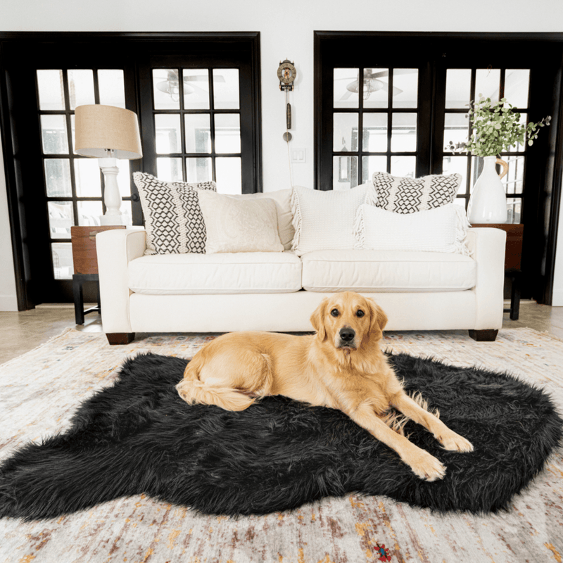 PupRug by Paw.com® Faux Fur Orthopedic Dog Bed - Curve Midnight Black product image