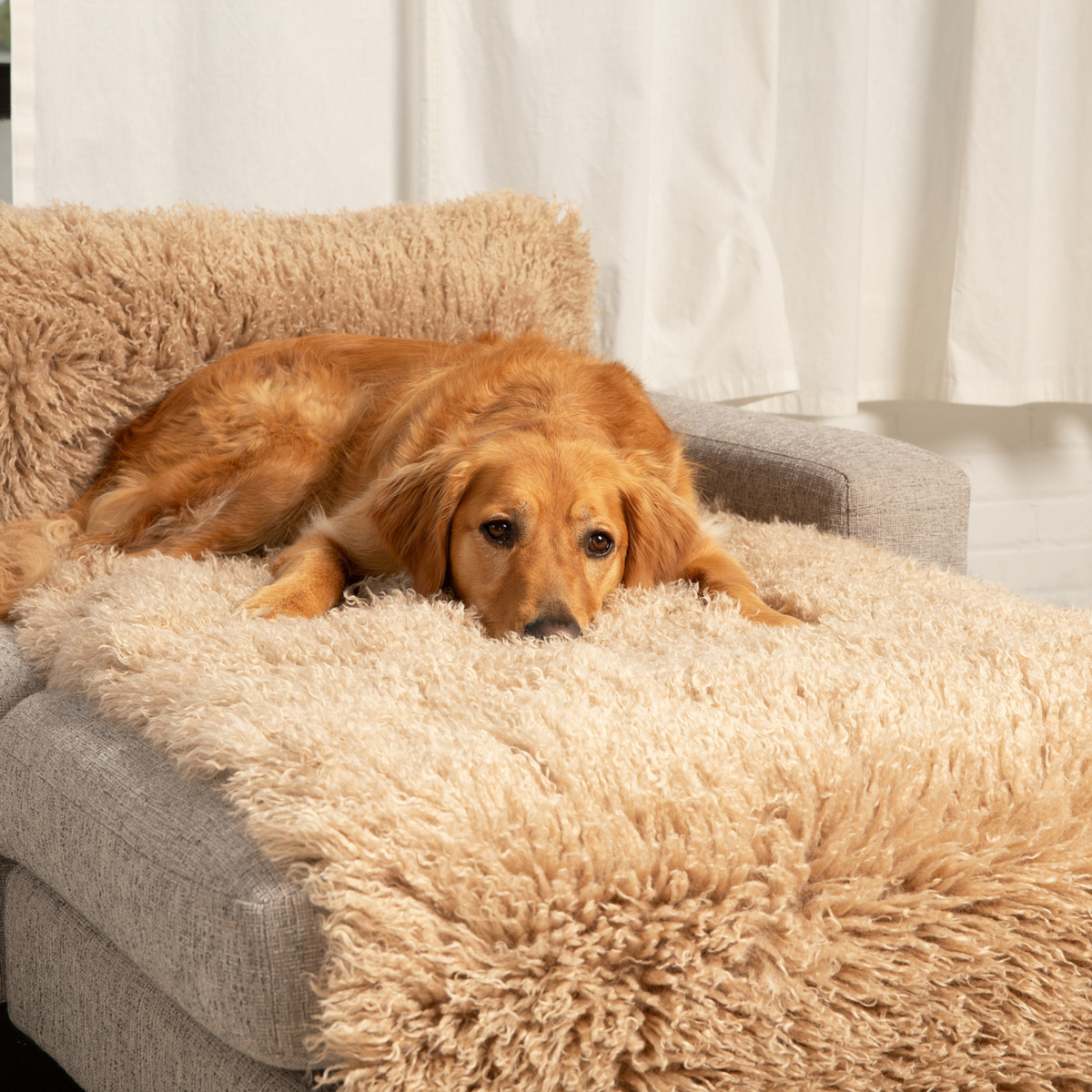 PupProtector™ Luxe Waterproof Bed Runner - Plush Sheep Tan image 2