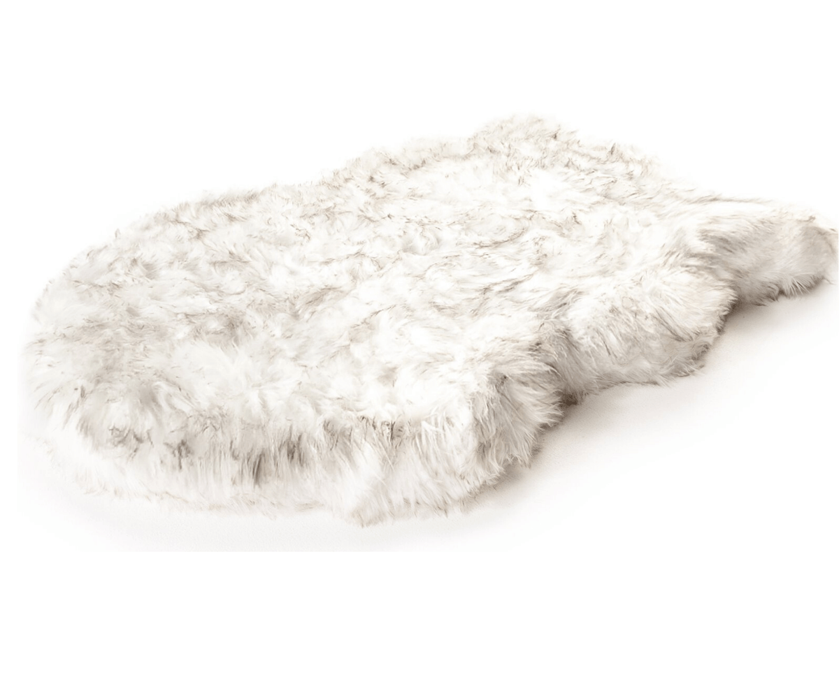 PupRug™ Faux Fur Orthopedic Dog Bed Cover - Curve White with Brown Accents (Bed Not Included) image 2