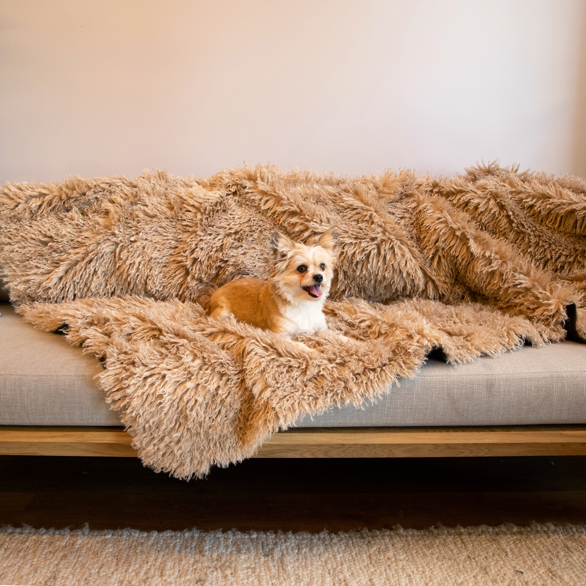 PupProtector™ Luxe Waterproof Faux Fur Blanket - Plush Sheep Tan product image