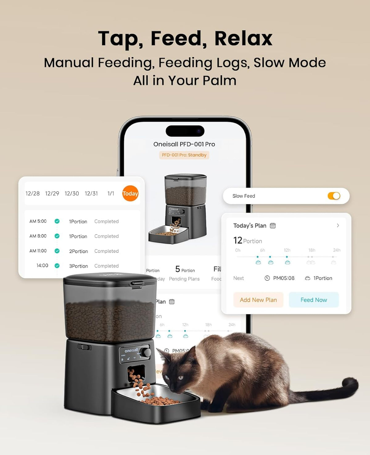 Oneisall 3.5L Automatic Cat Feeder with APP Control & 2.4G Wi-Fi image 5