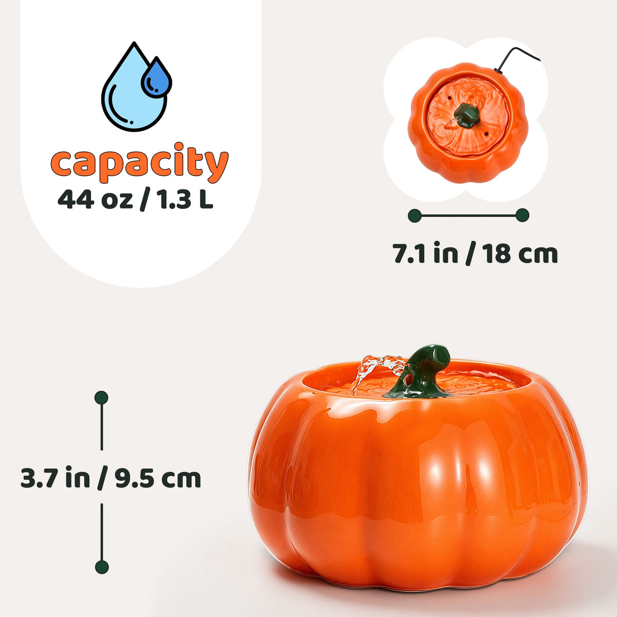 44oz Pumpkin Patch Cat Water Fountain image 3