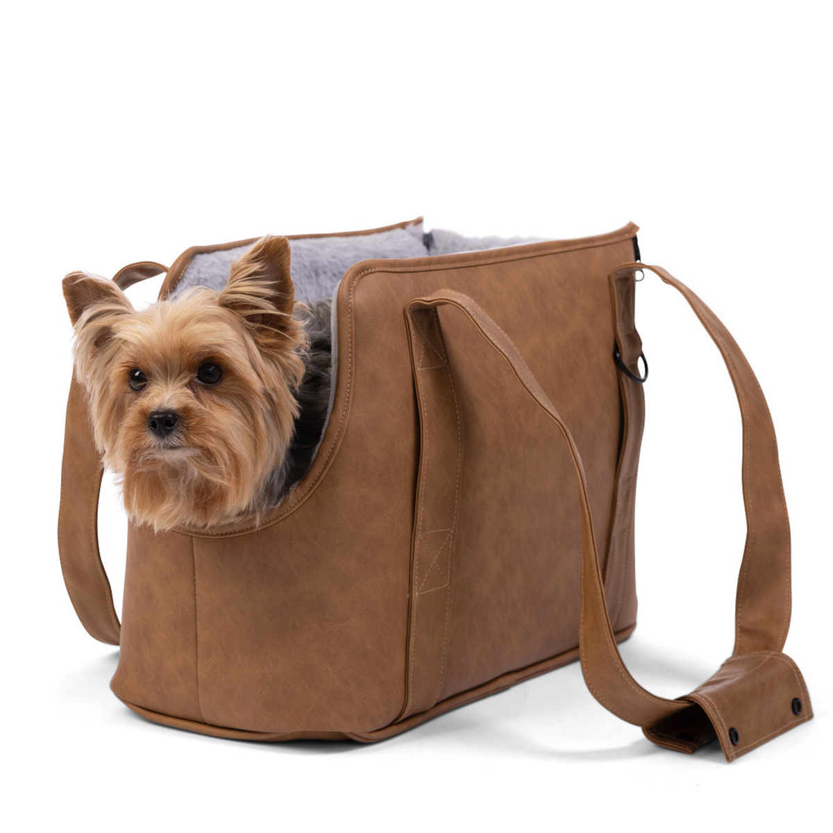 PupTote™ 3-in-1 Faux Leather Dog Carrier Bag 2.0 - Camel image 5
