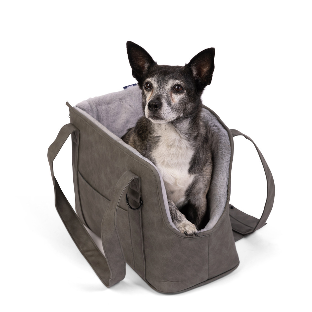 PupTote™ 3-in-1 Faux Leather Dog Carrier Bag 2.0 - Slate Grey image 2