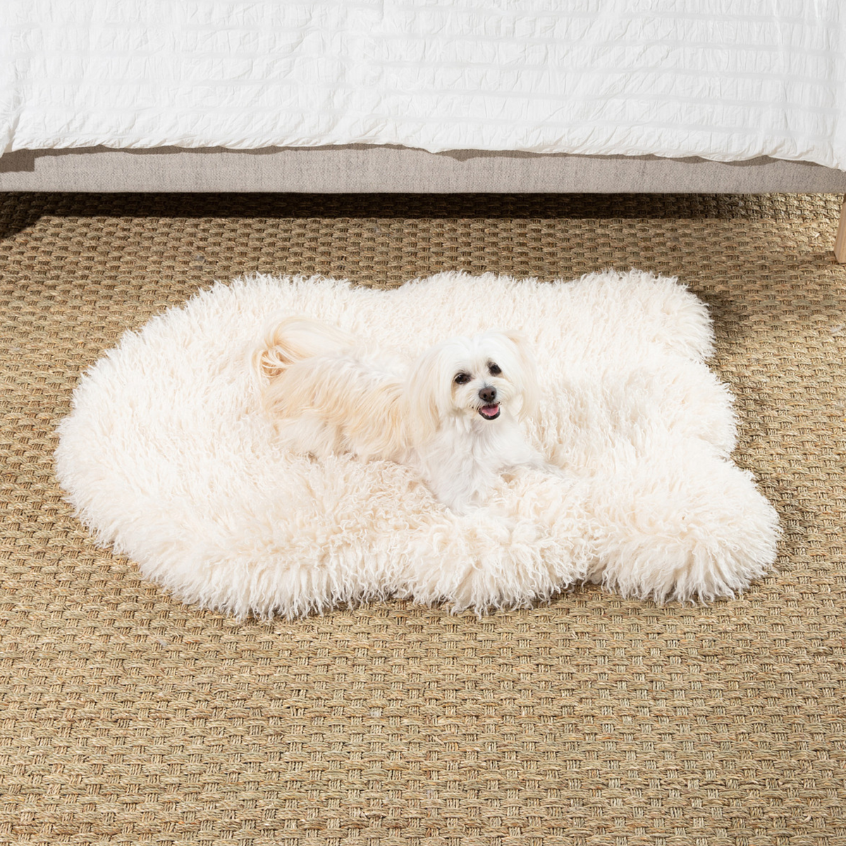 PupRug® Luxe Faux Fur Orthopedic Dog Bed - Plush Sheep Ivory image 2