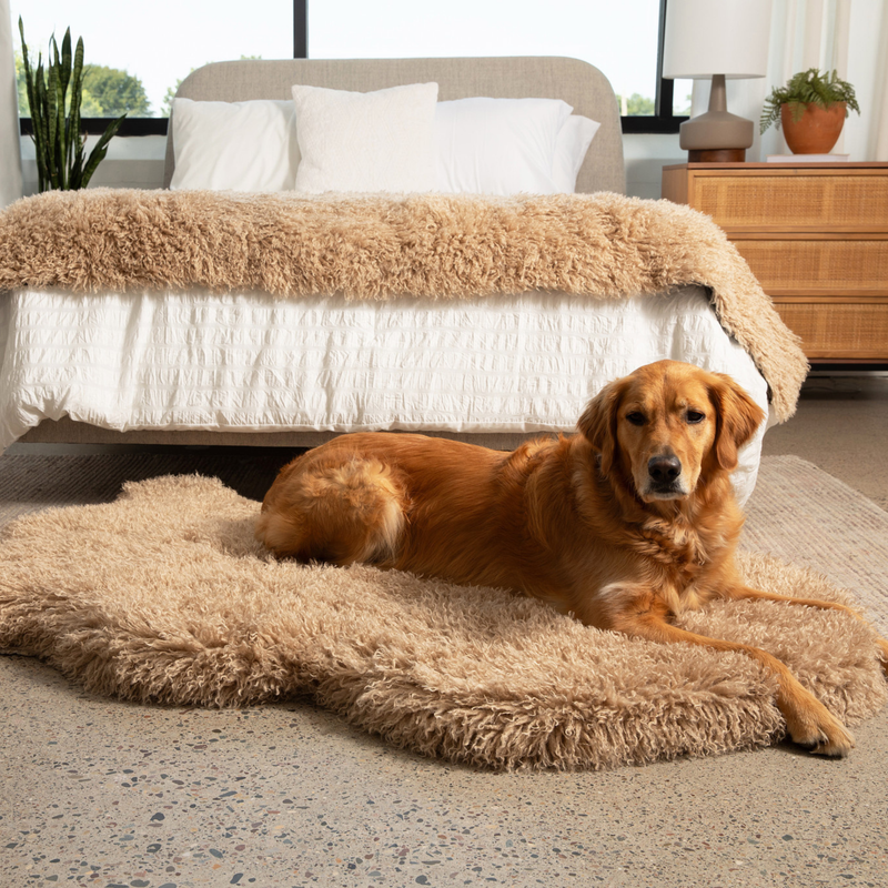 PupRug® Luxe Faux Fur Orthopedic Dog Bed - Plush Sheep Tan product image