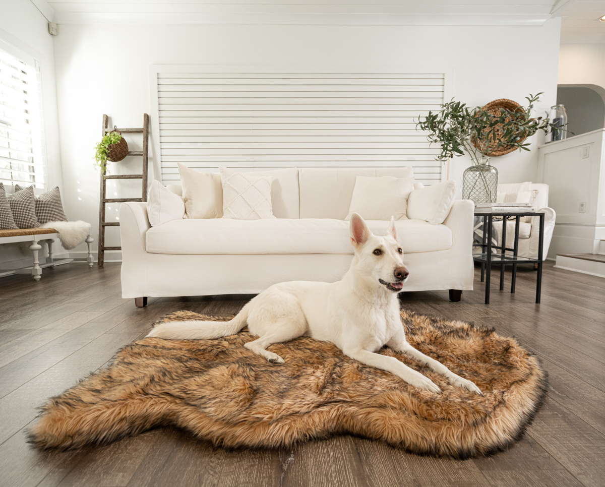 PupRug™ Faux Fur Orthopedic Dog Bed Cover - Curve Sable Tan (Bed Not Included) image 5